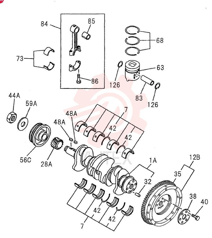 CRANKSHAFT, PISTON AND FLYWHEEL 015C