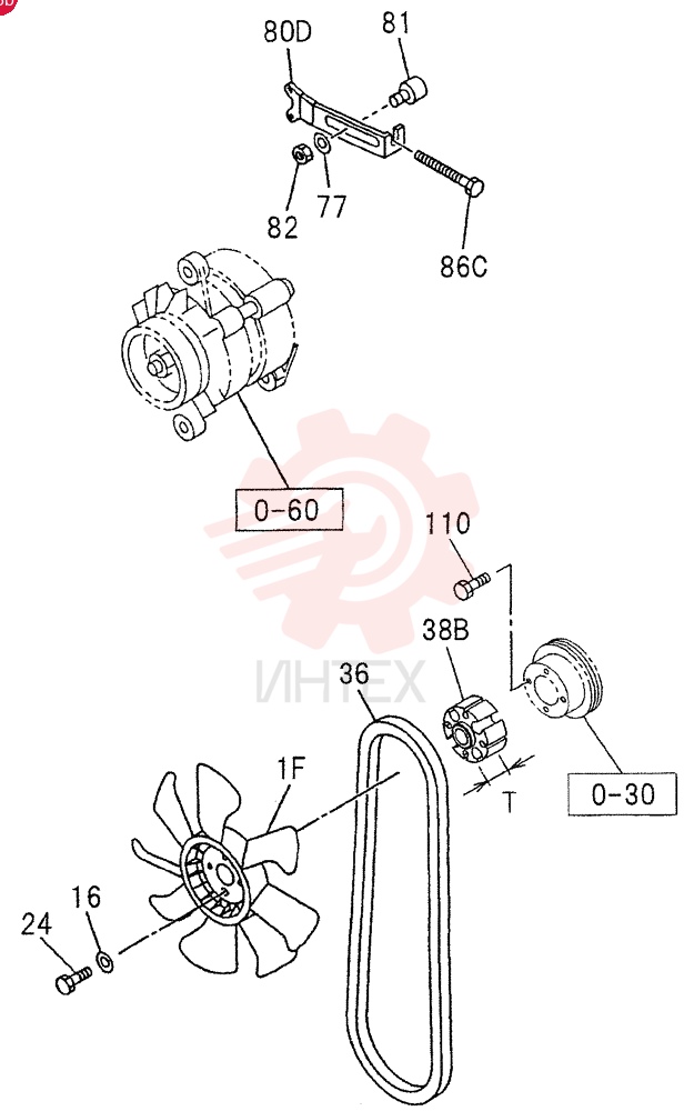FAN AND FAN BELT 0-33C