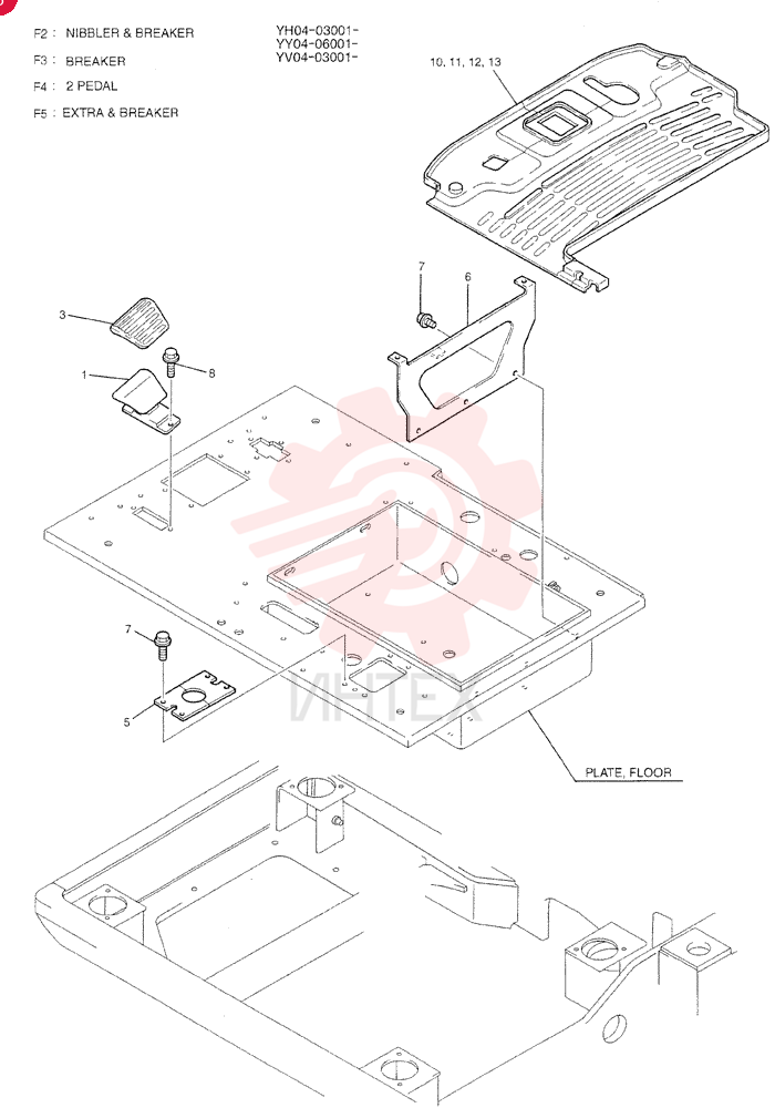 PLATE GROUP, FLOOR (NIBBLER & BREAKER) YY03M00014F2
