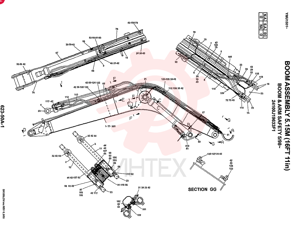 BOOM ASSY 5.15M BOOM & ARM SAFETY, Start Serial: 5/98- 24100J19633F1 (2)