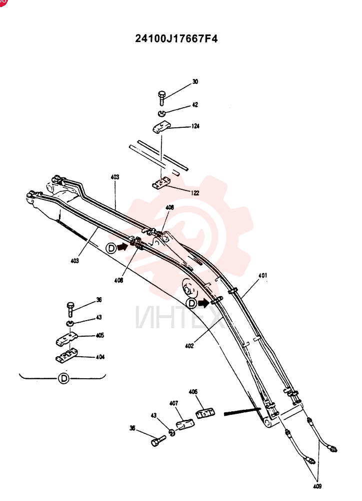 BOOM ASSY 5.15M, EXTRA BOOM & ARM SAFETY 24100J17667F4 (1)
