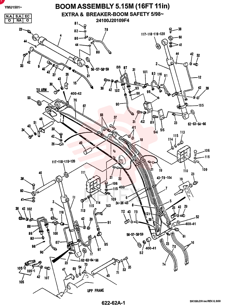 BOOM ASSY 5.15M EXTRA & BREAKER BOOM SAFETY 24100J20109F4 (2)