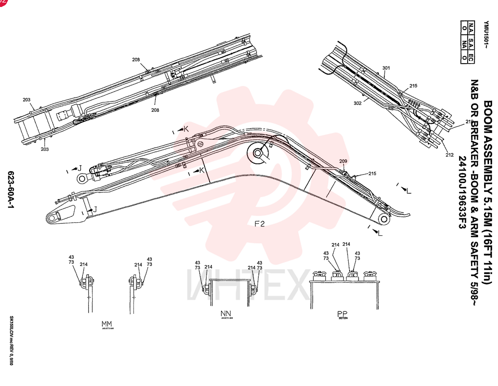BOOM ASSY 5.15M N&B or BREAKER BOOM & ARM SAFETY, Start Serial: 5/98- 24100J19633F3 (1)