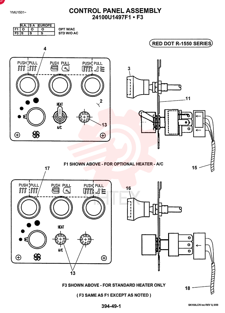 CONTROL PANEL ASSY (Optional w/ AC) 24100U1497F1