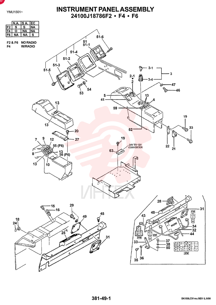 PANEL INSTALL ASSY (N.A. & S.A. w/o RADIO) 24100J18786F2