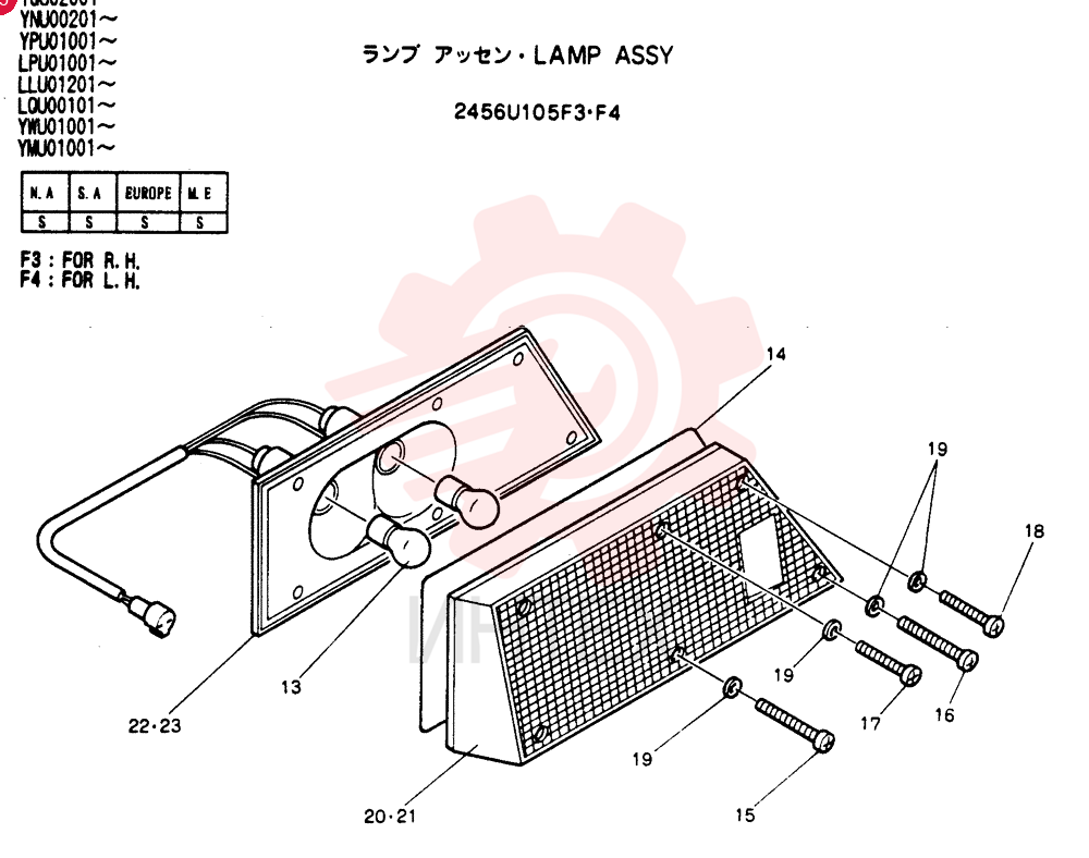 LIGHT,RH, 24V, 25W 2456U105F3