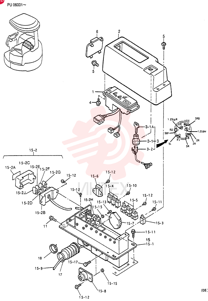 Схема (SK15SR) - COMPACT EXCAVATOR BTW PU-06001 - PU-7000 (9/02-12/03) PM17M00002F1 (2)