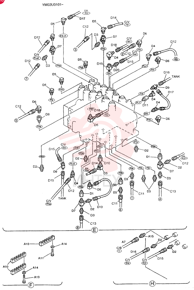 CONTROL LINES, REMOTE YM68H00002F1 (15)
