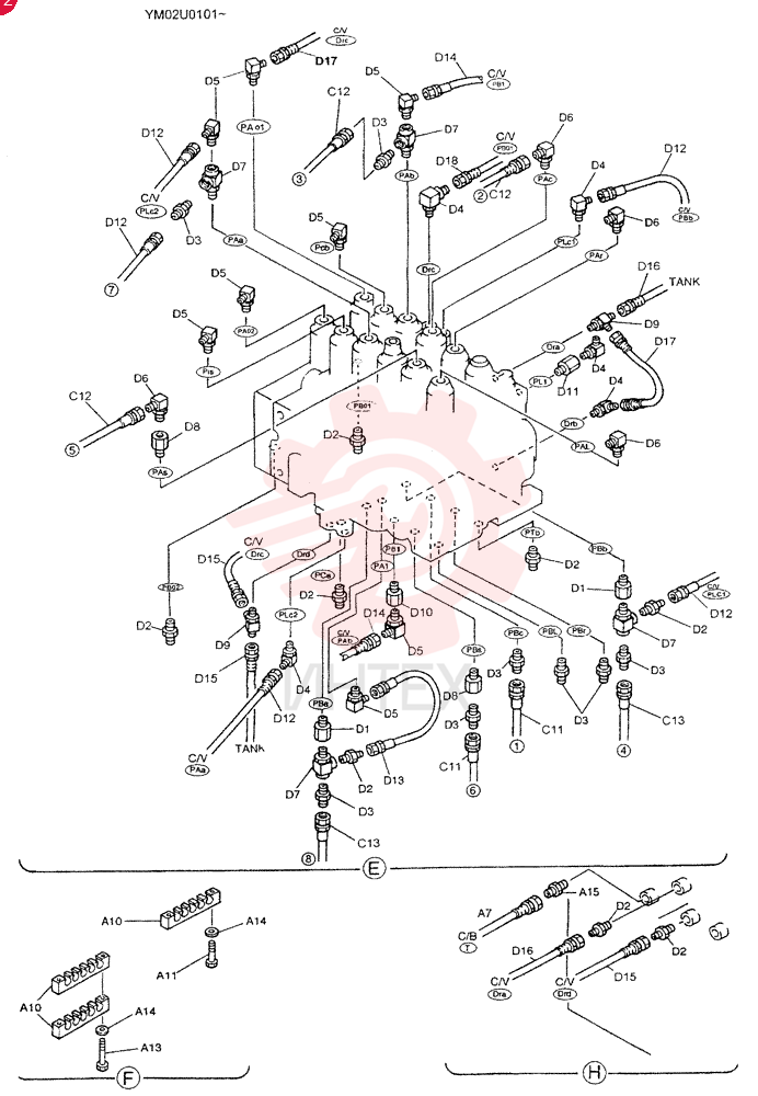 CONTROL LINES, REMOTE YM68H00002F1 (16)