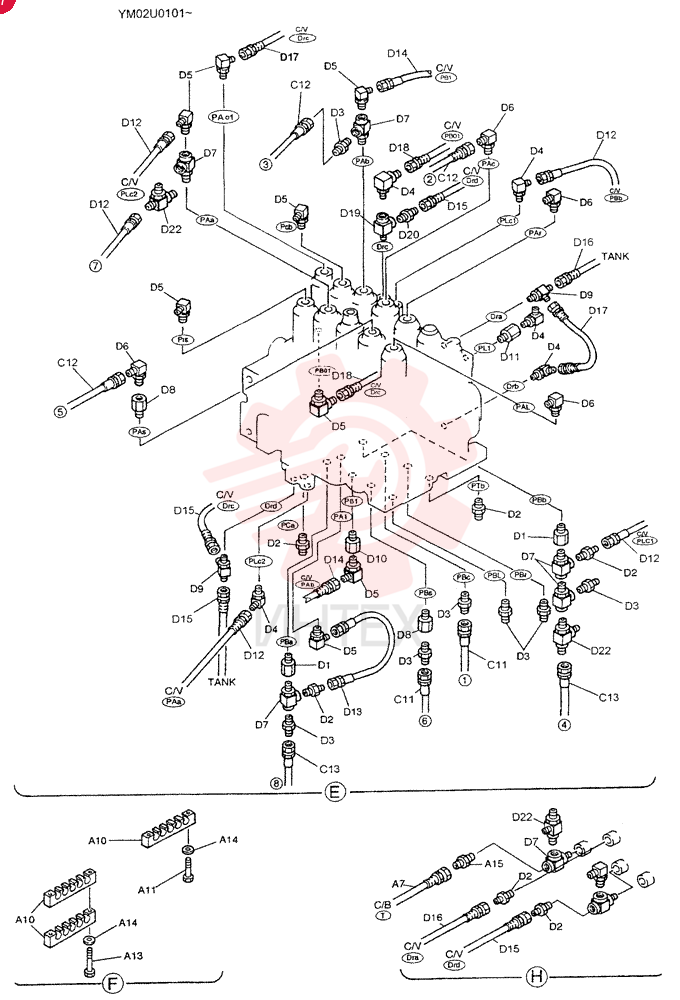 CONTROL LINES, REMOTE YM68H00002F1 (17)