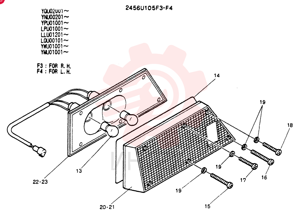 LIGHT,RH, 24V, 25W 2456U105F3