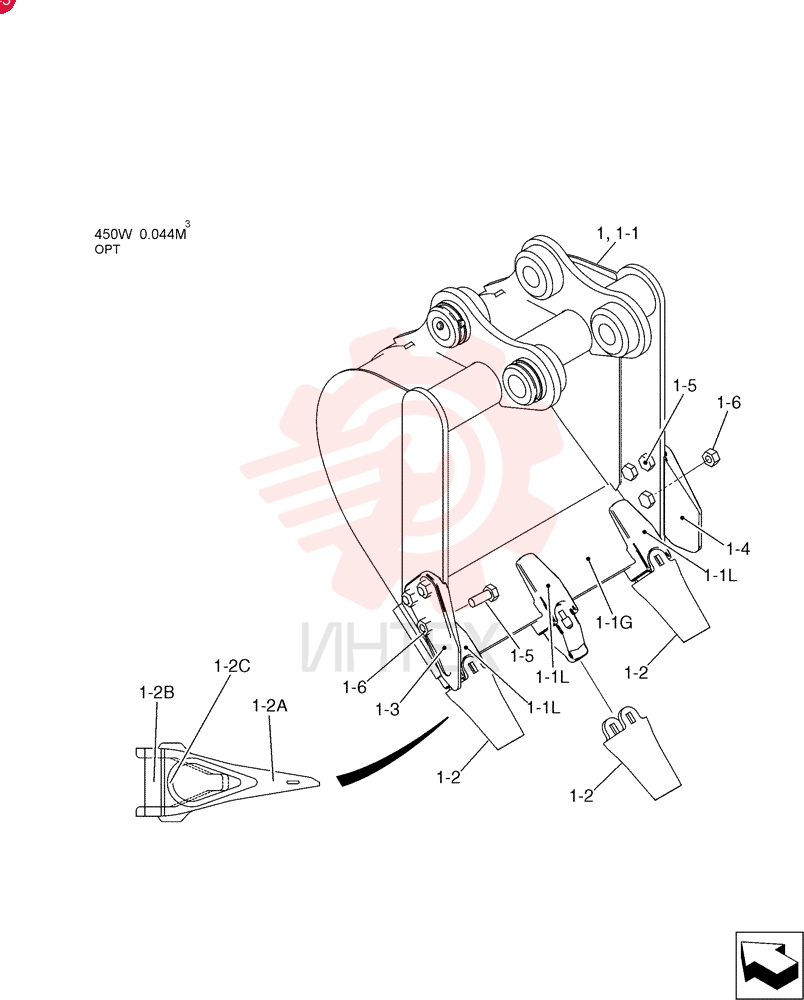Bucket Assy., 450w (Tooth 18S)