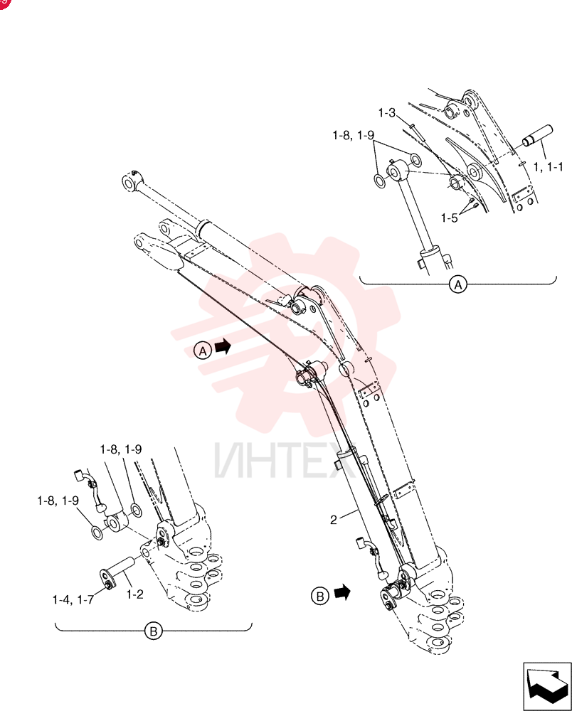 Cylinder Instal (Boom) PU02B00077F1 (1)