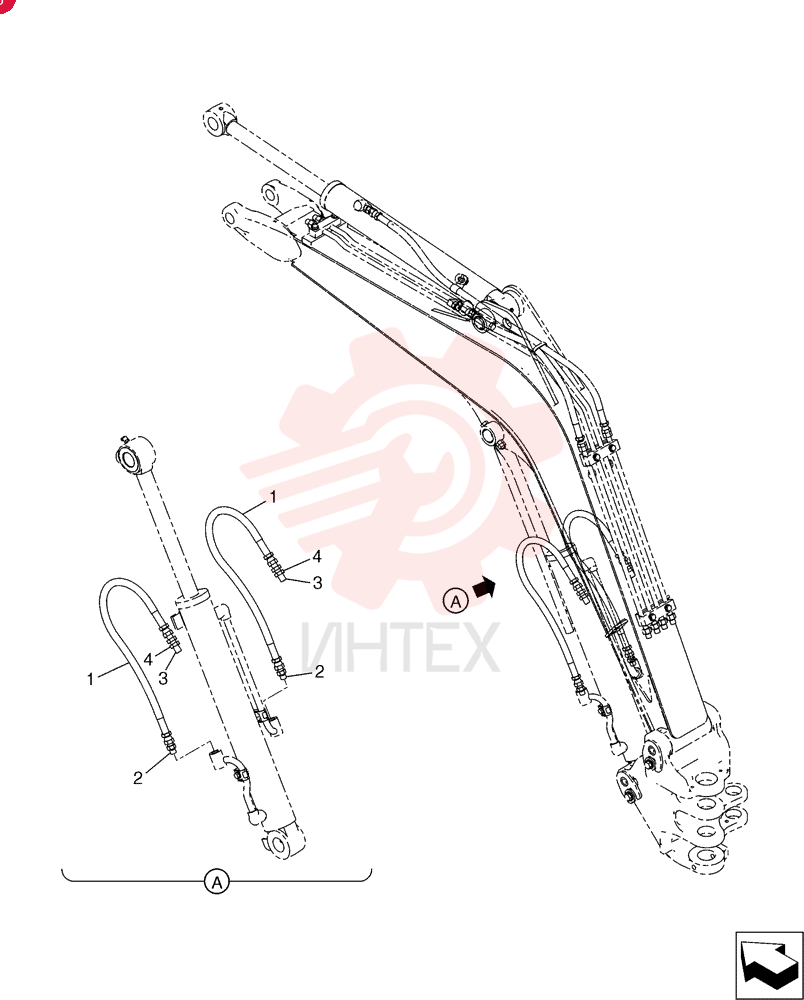 Hyd. Lines, Cylinder (Boom) PU42H00023F1