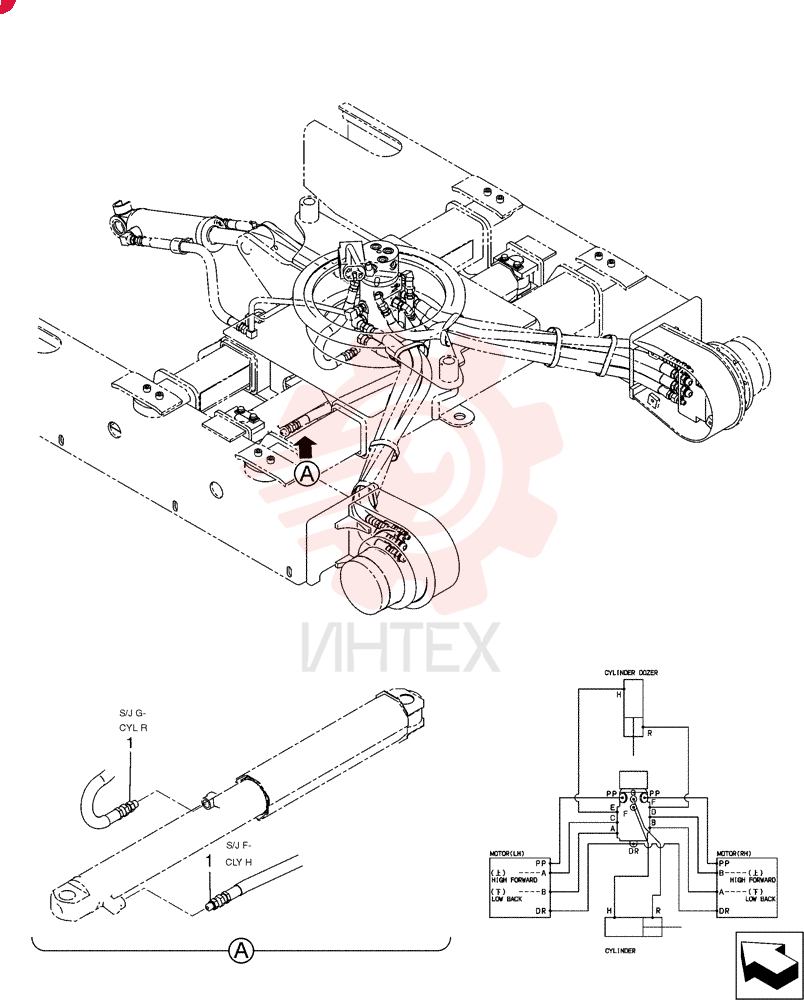 Hyd. Lines, Cylinder (Dozer) PU13H00013F1