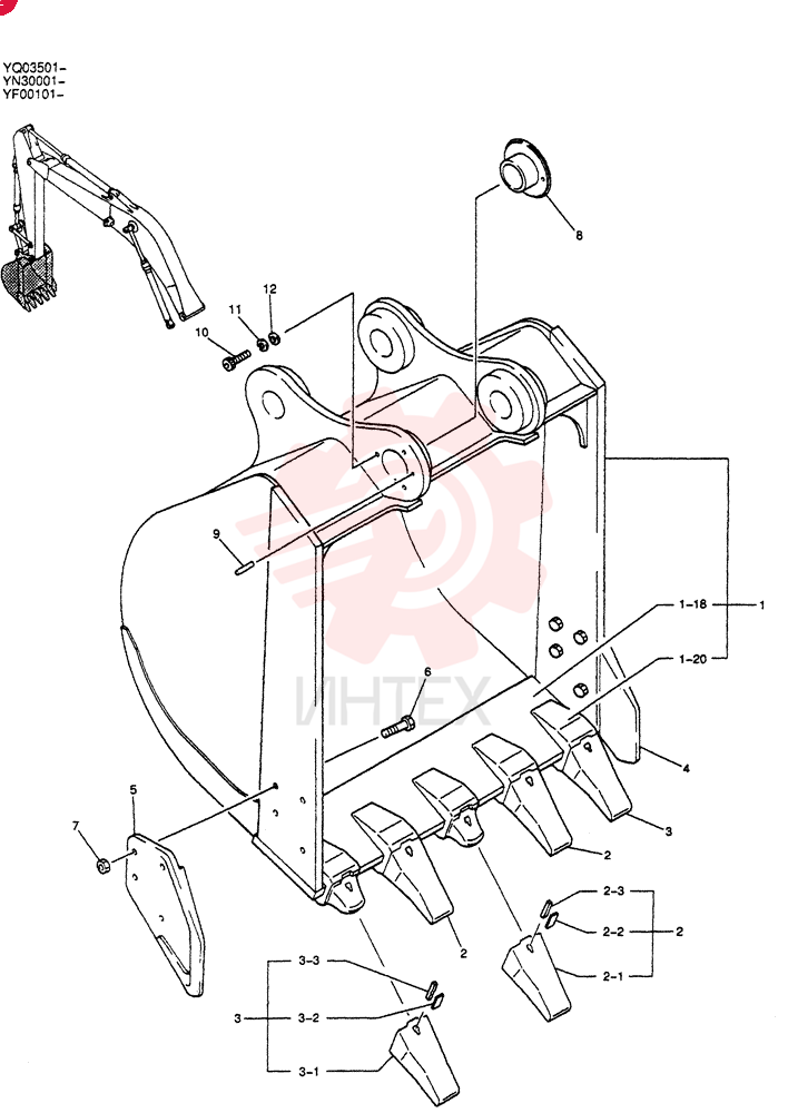 BUCKET ASSY,STD 0.8M3 YN61B00064F1