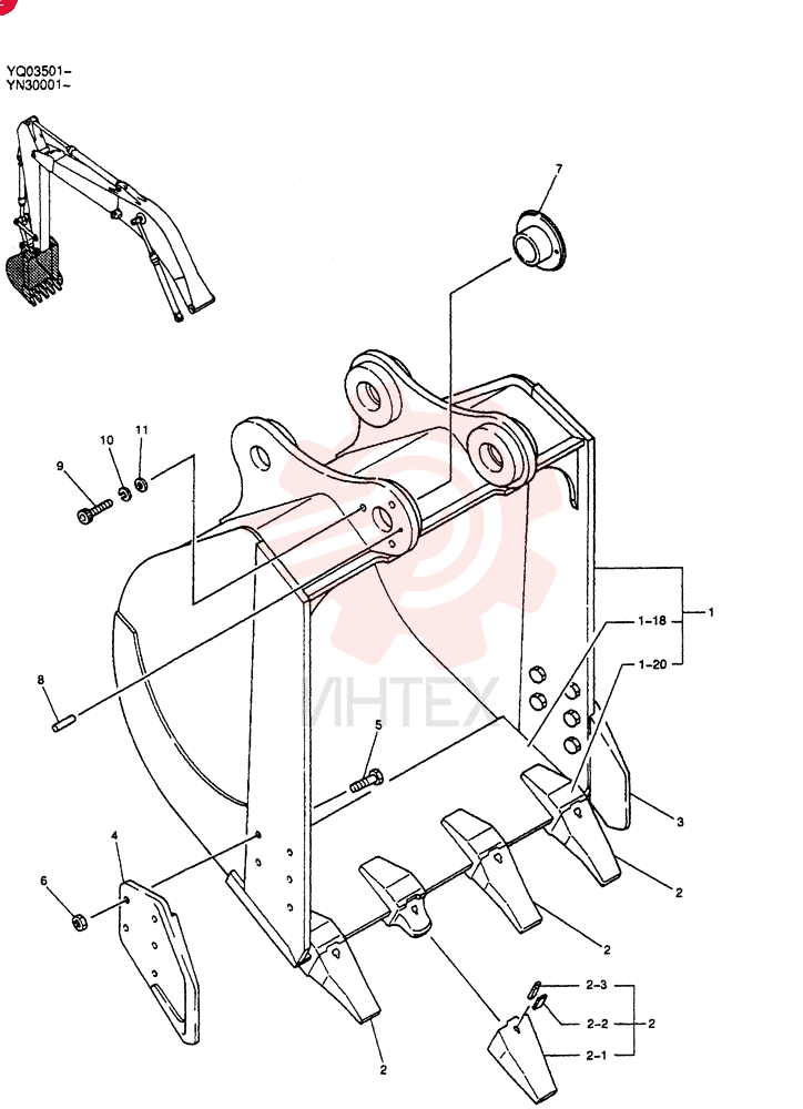 BUCKET ASSY,STD 0.8M3 YN61B00086F1