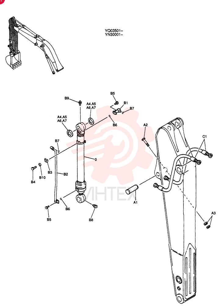 CYLINDER ASSY,BUCKET YN01V00077F1 (1)