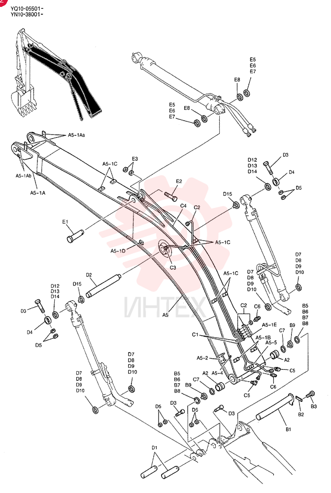 BOOM ASSY, HOE YN02B00264F4 (1)