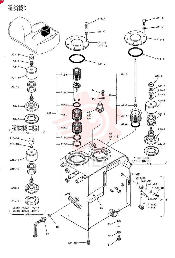 TANK ASSY, HYD, Serial Range: YQ10-05501-YQ10-05741