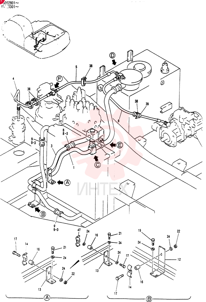 HYD LINES, RETURN, Serial Range: YN023301-YN023305 YN32H00004F1 (1)