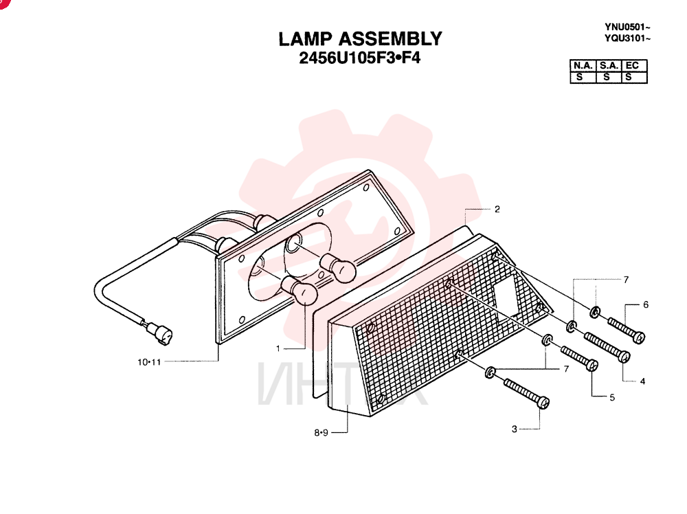 LIGHT,RH, 24V, 25W 2456U105F3
