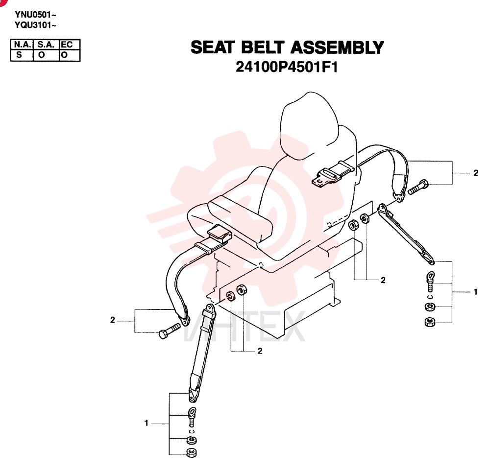 SEAT BELT ASSY. (STD.-N.A.) 24100P4501F1