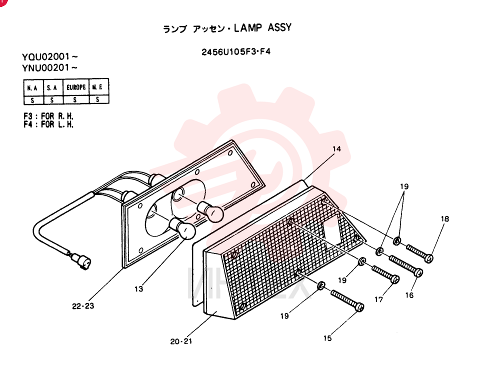 LIGHT,RH, 24V, 25W 2456U105F3