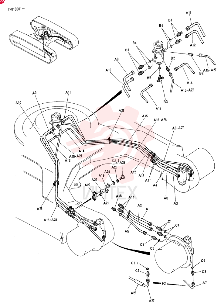 HYD LINES,LOW, Serial Range: YN018221-YN020424