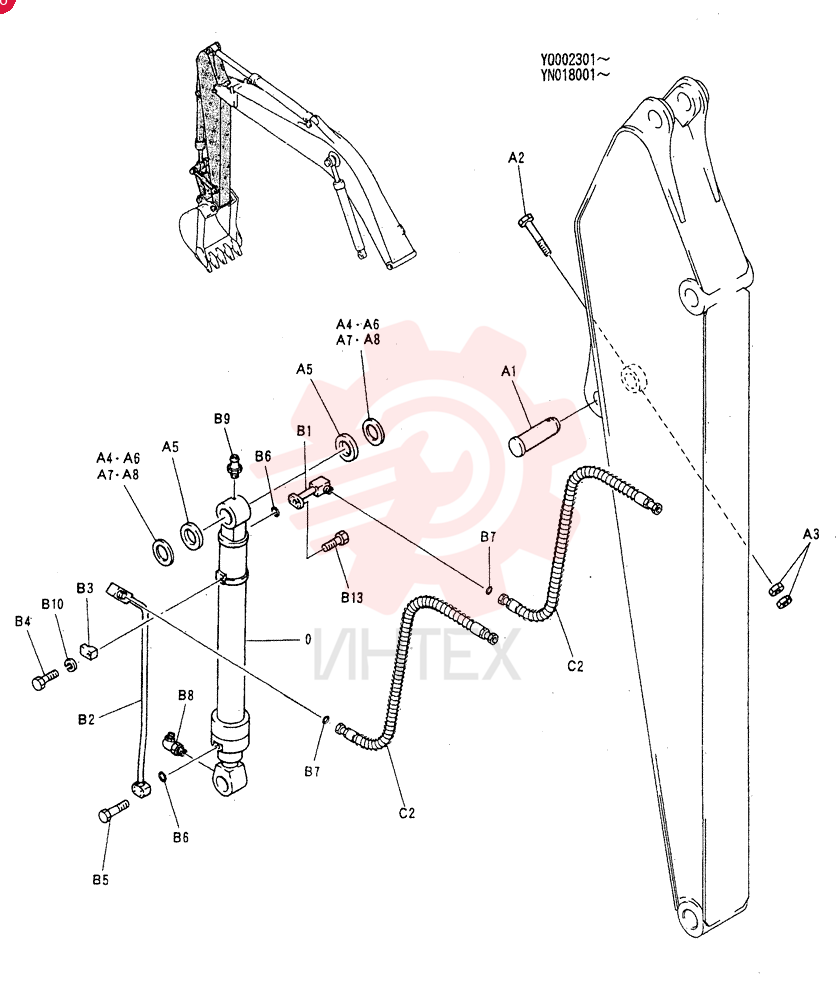 Схема (SK200) - MARK V EXCAVATOR BTW YN018001 - YN022848 (ANZ) (1/98-12/03) YN01V00004F1 (4)