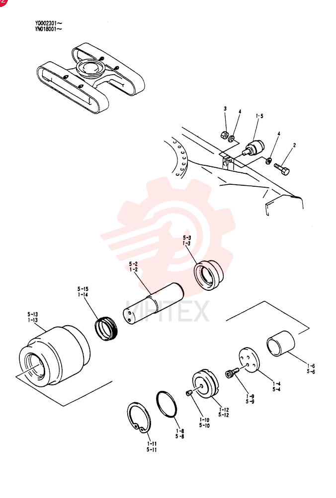 ROLLER ASSY, UPP  YQ002301, Serial Range: -YQ002382