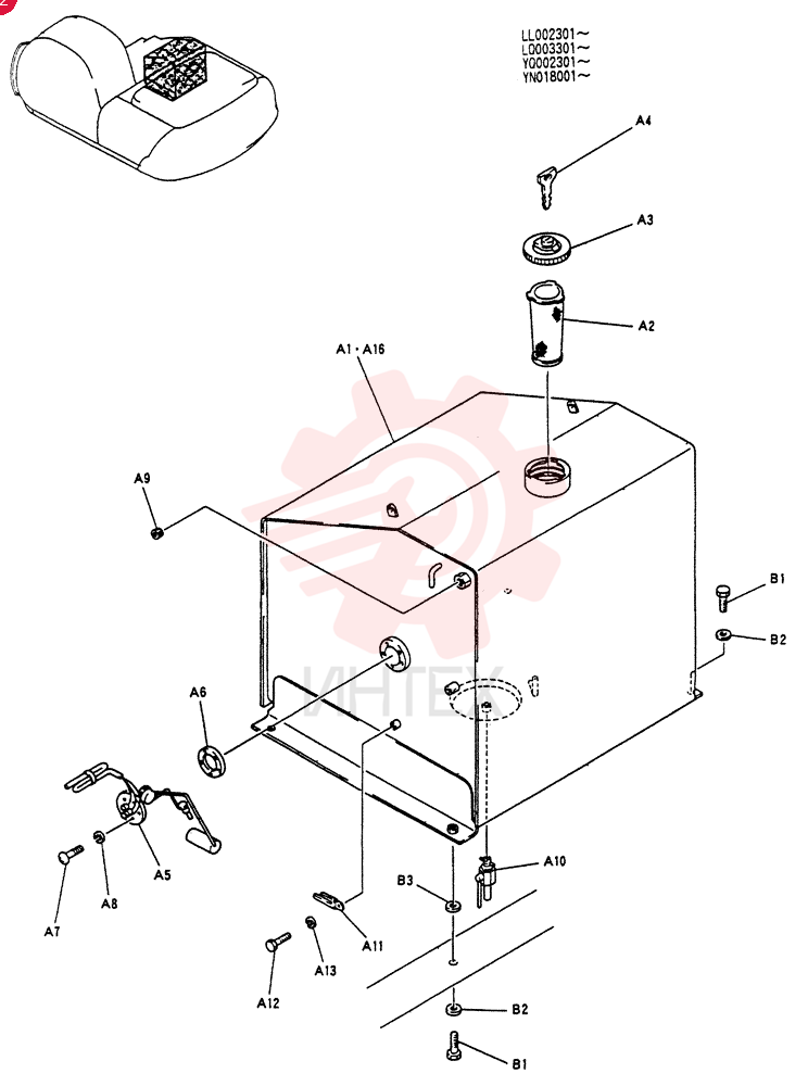 TANK ASSY, FUEL, Serial Range: YQ002301-YQ002394