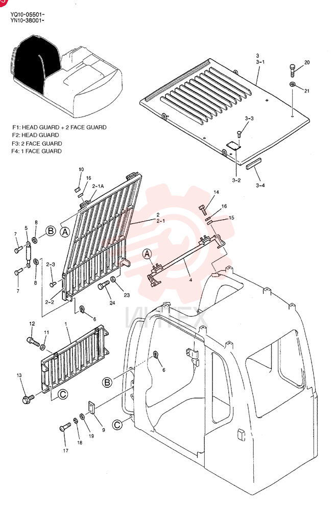 GUARD INSTAL (HEAD GUARD + 2 FACE GUARD + WORK LIGHT) YN21C00053F1 (2)