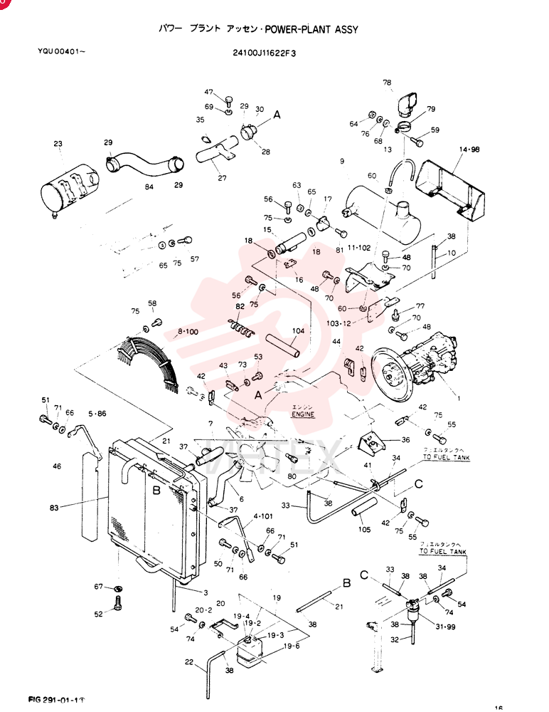 Схема (SK200LC) - MARK III EXCAVATOR BTW YQU0401 - YQU0700 (1/91-12/91) 24100J11622F3