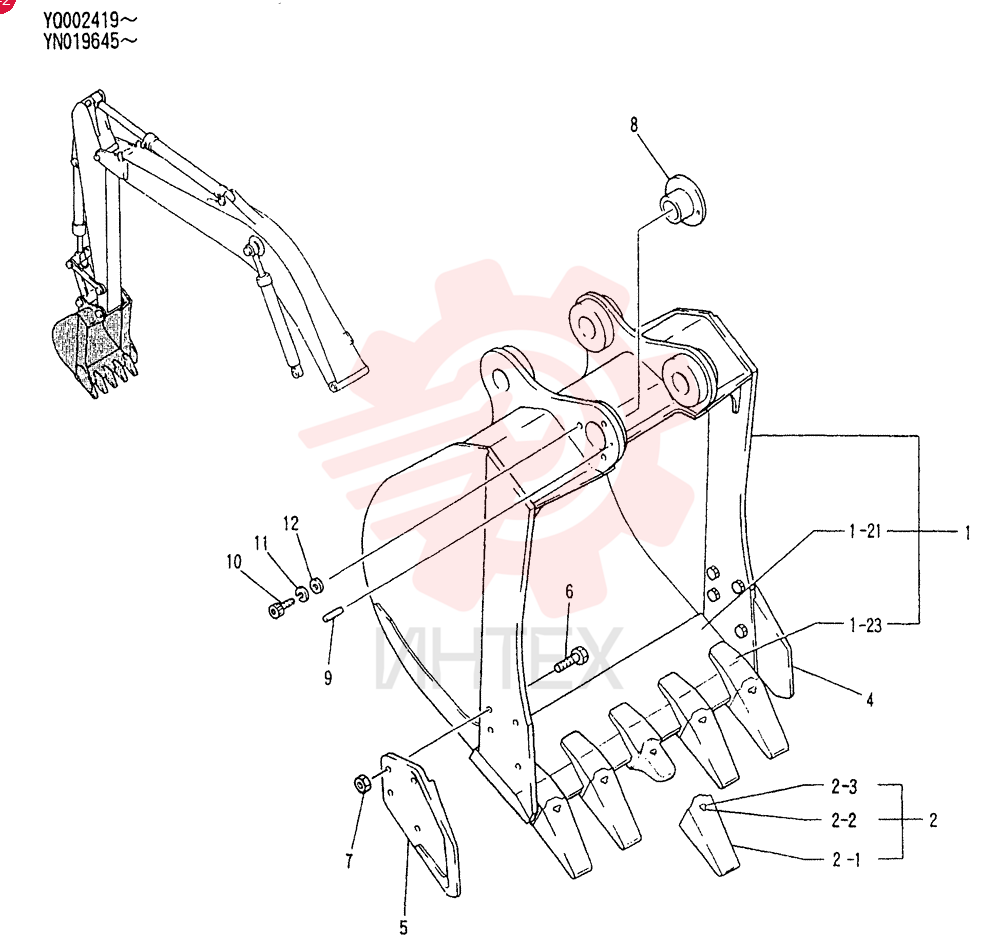 BUCKET ASSY. 0. 7M3 YN61B00027F2