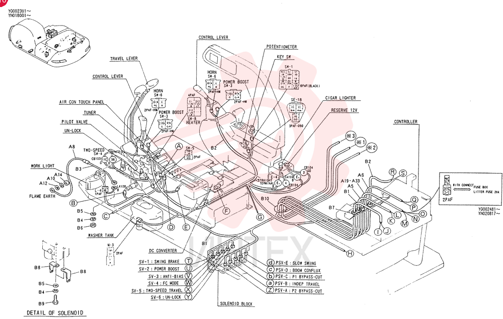 HARNESS ASSY. UPP, Serial Range: YQ002301--YQ002394 YN13E00001F1 (2)