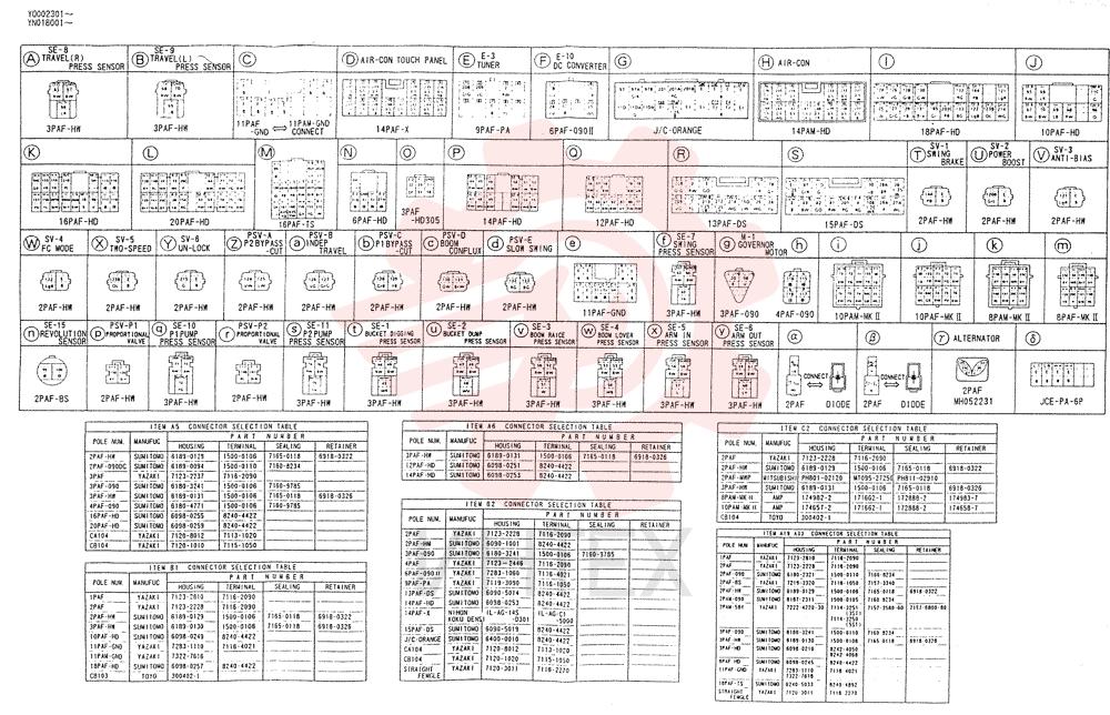 HARNESS ASSY. UPP, Serial Range: YQ002301--YQ002394 YN13E00001F1 (1)