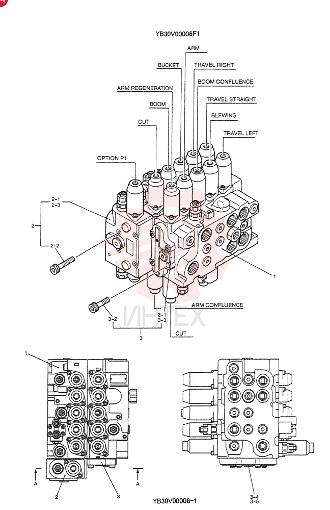 Схема (SK200SR) - SHORT RADIUS EXCAVATOR BTW YB01-01001 - YB01-01555 (1/01-12/03) YB30V00006F1 (1)