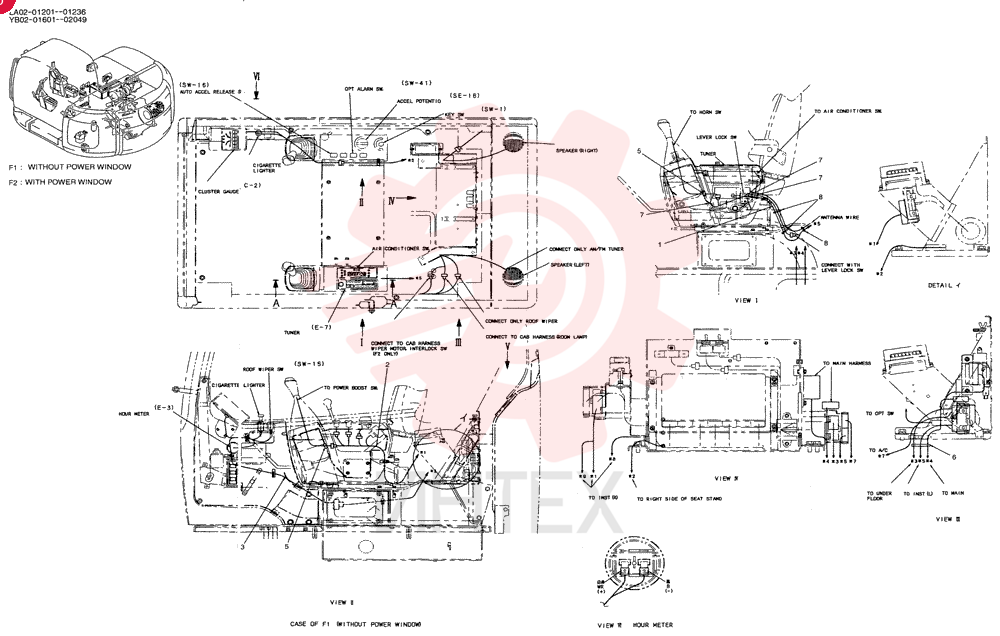 HARNESS ASSY,CAB (WITHOUT POWER WINDOW) YB14E00009F1 (3)