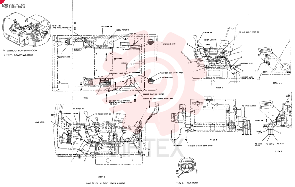 HARNESS ASSY, CAB (WITHOUT POWER WINDOW), Serial Range: YB02-01601-YB02-02010