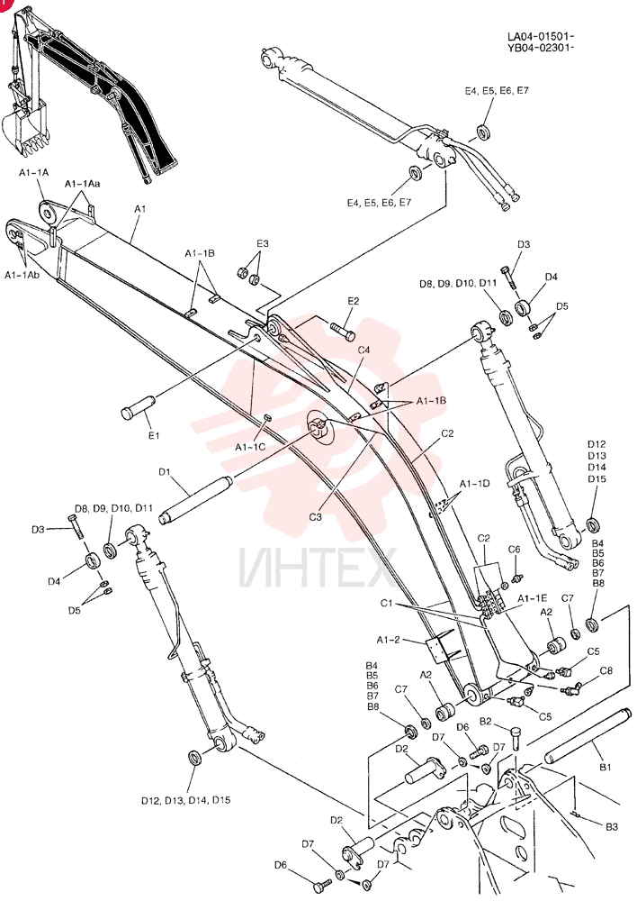 BOOM ASSY, HOE YB02B00031F4 (1)