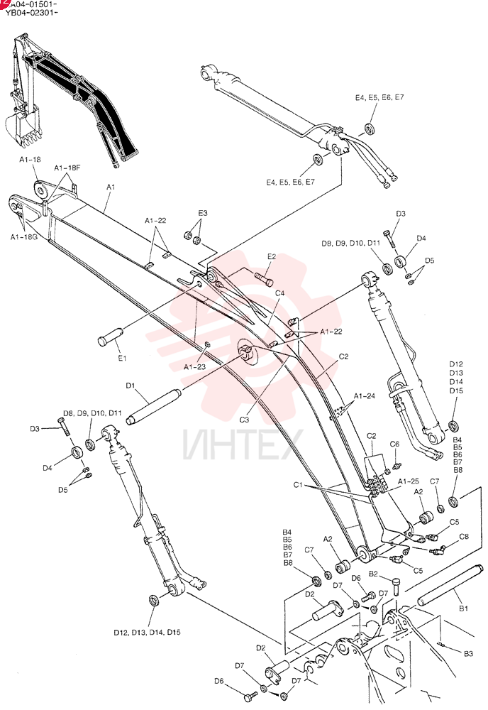 BOOM ASSY, HOE YB02B00051F1 (3)