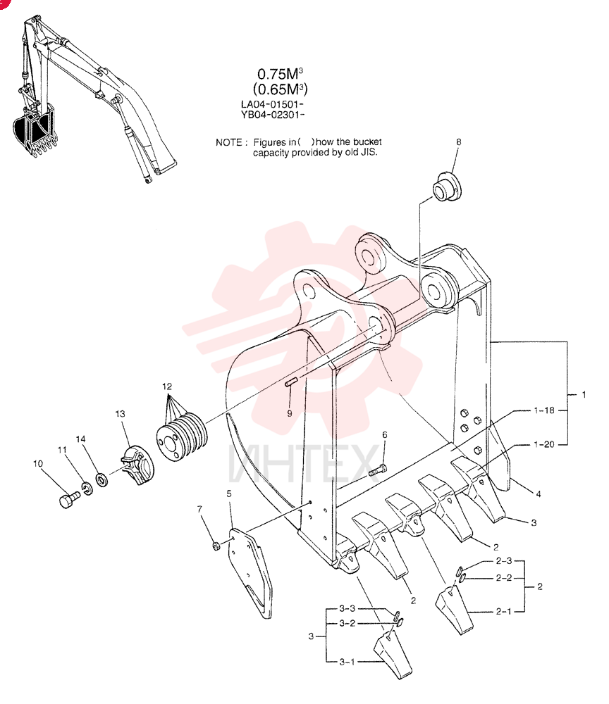 BUCKET ASSY, STD 0.75M3 YB61B00016F1 (1)
