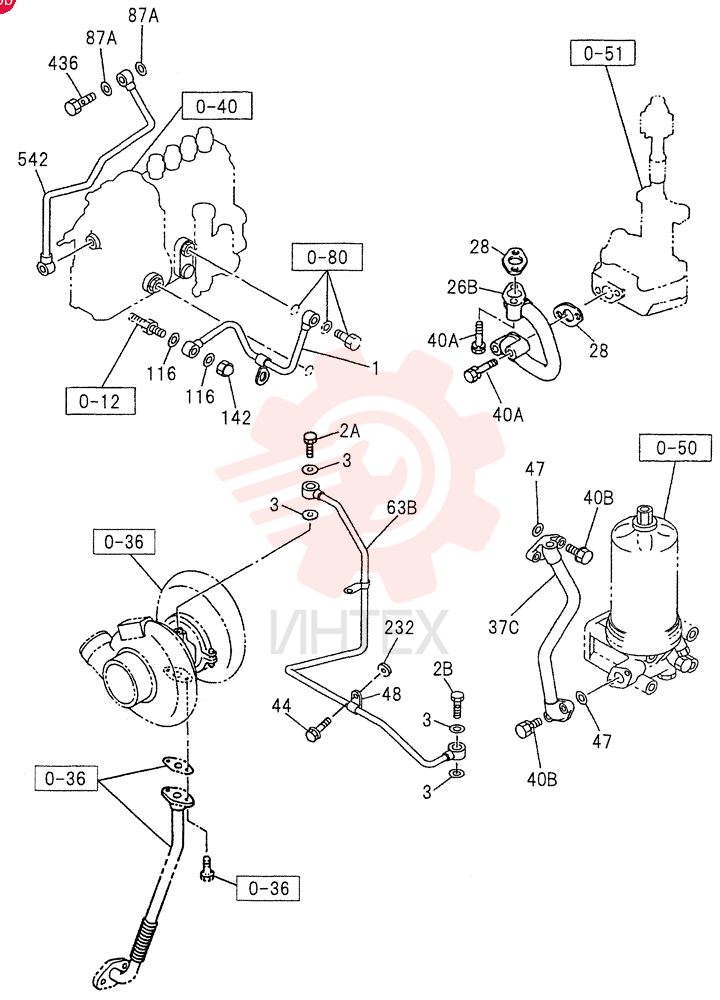 OIL AND VACUUM PIPING; ENGINE 0-52A (4)
