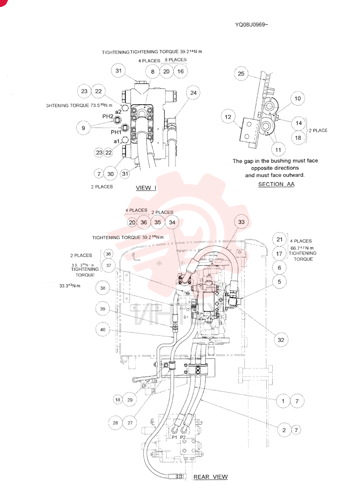 HYDRAULIC LINES, UPPER (Suction/Delivery-Rotation) YN30H00027F1 (2)