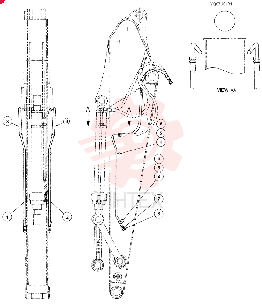 HYD LINES, ARM 2.94M (ROTATION-STD RBEWORK)