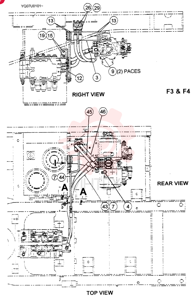 HYD LINES, PUMP (STD, N&B, BREAKER, B&A SFTY, B&A SFTY-N&B, B&A SFTY-BREAKER, 50'L REACH, PATTERN CHANGER), (~9/24/01) YN30H00008F1 (1)