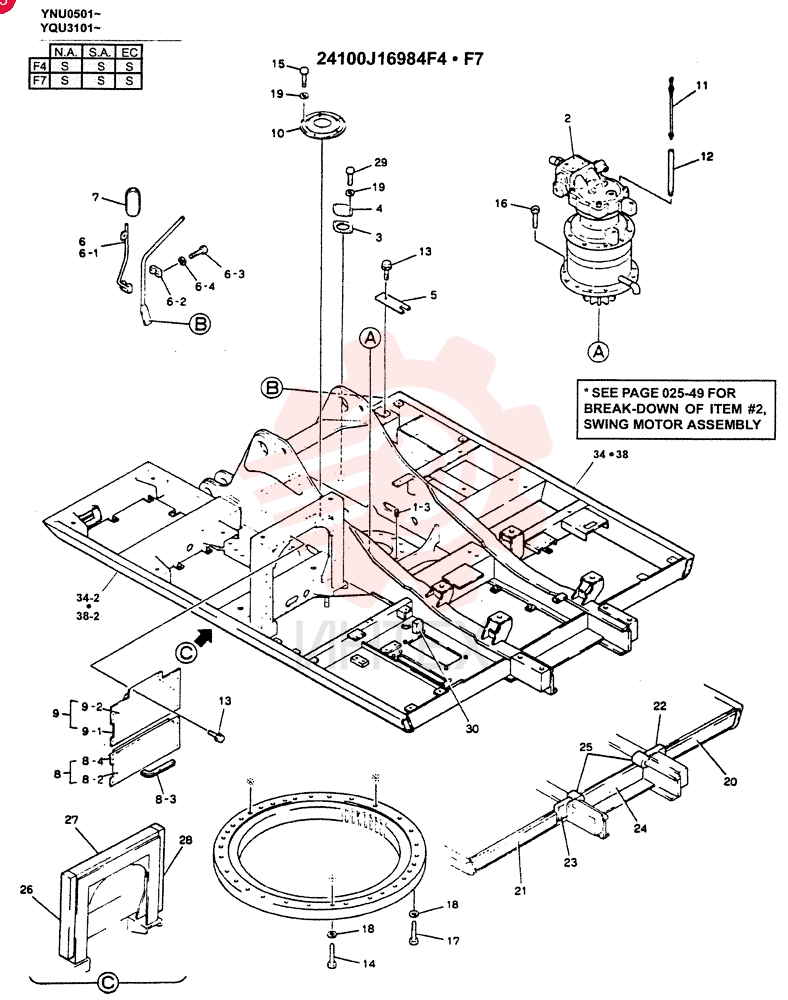 FRAME ASSY, UPP (24100J16984F4), Years: 01-JAN-97-01-MAY-98