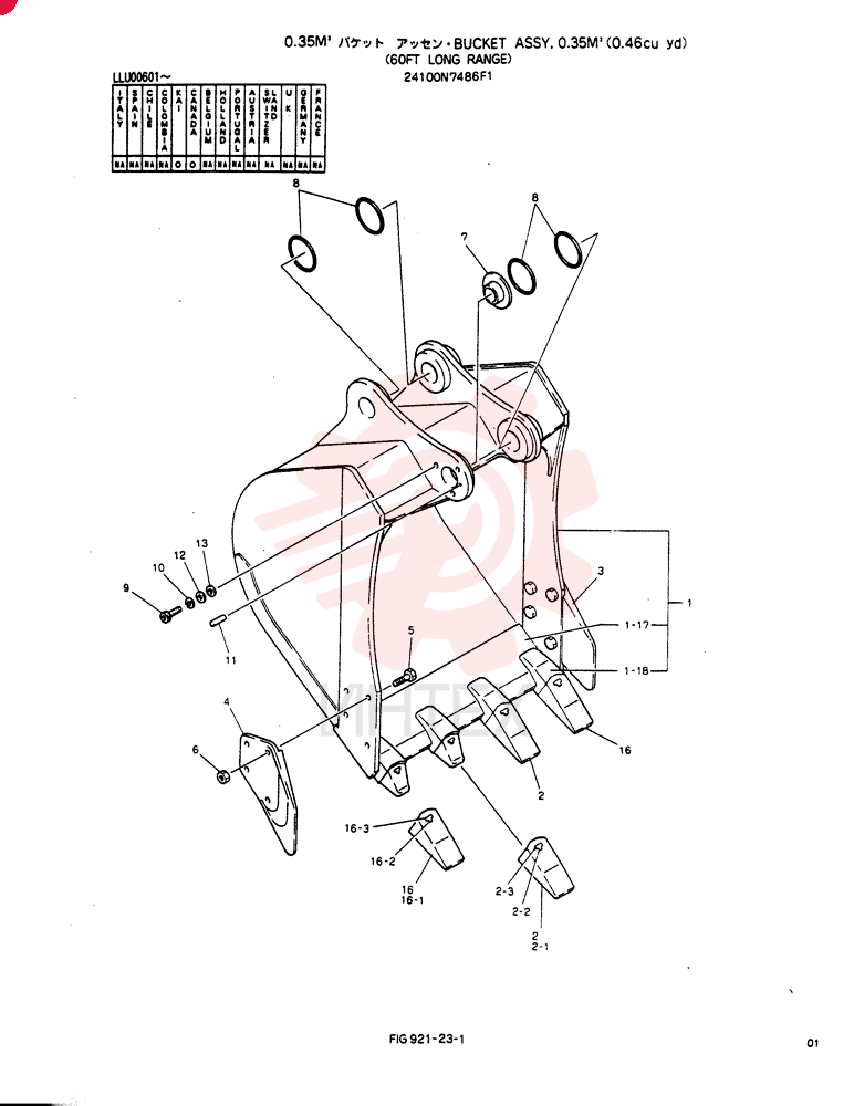 BUCKET ASSY, 0.35M
