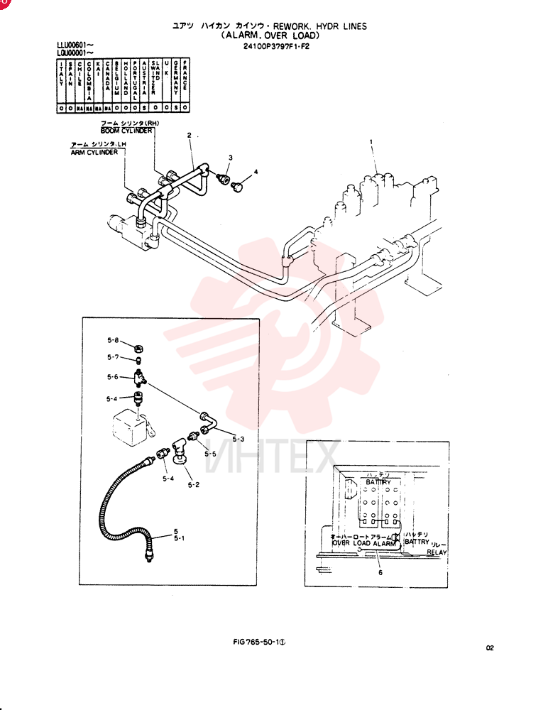 REWORK HYDR LINES, Serial Range: LLU00601--LLU00726